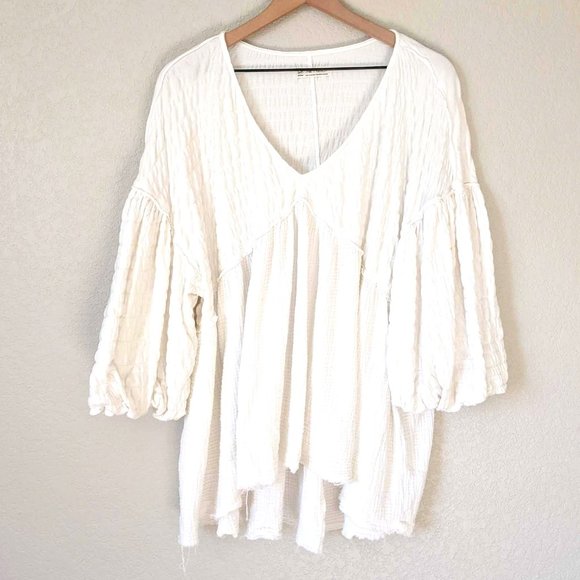 Free People Tops - Free People We the Free White Oversized Balloon Sleeve Top M
